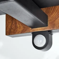 hofstein Portalis Lampe murale d´extérieur Brun, Couleur bois, Noir, 1 lumière, Détecteur de mouvement