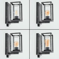 hofstein Portalis Lampe murale d´extérieur Noir, Argenté, 1 lumière, Détecteur de mouvement