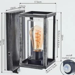 hofstein Portalis Lampe murale d´extérieur Noir, Argenté, 1 lumière, Détecteur de mouvement