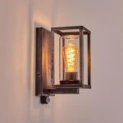 hofstein Portalis Lampe murale d´extérieur Noir, Argenté, 1 lumière, Détecteur de mouvement