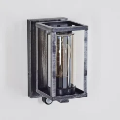 hofstein Portalis Lampe murale d´extérieur Noir, Argenté, 1 lumière, Détecteur de mouvement