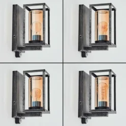 hofstein Portalis Lampe murale d´extérieur Noir, Argenté, 1 lumière, Détecteur de mouvement