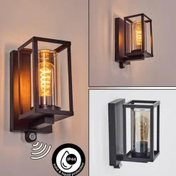 hofstein Portalis Lampe murale d´extérieur Noir, 1 lumière, Détecteur de mouvement