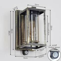 Lampes Dorées-hofstein Portalis Lampe murale d´extérieur Or, Noir, 1 lumière, Détecteur de mouvement