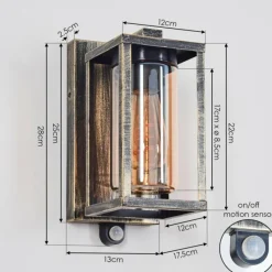 Lampes Dorées-hofstein Portalis Lampe murale d´extérieur Or, Noir, 1 lumière, Détecteur de mouvement