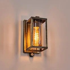 Lampes Dorées-hofstein Portalis Lampe murale d´extérieur Or, Noir, 1 lumière, Détecteur de mouvement