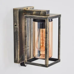 Lampes Dorées-hofstein Portalis Lampe murale d´extérieur Or, Noir, 1 lumière, Détecteur de mouvement