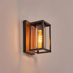 hofstein Portalis Lampe murale d´extérieur Brun, Couleur bois, Noir, 1 lumière