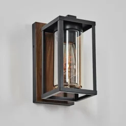 hofstein Portalis Lampe murale d´extérieur Brun, Couleur bois, Noir, 1 lumière