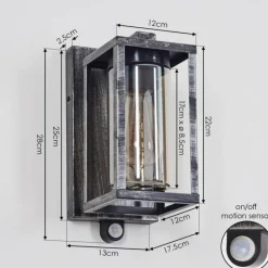 hofstein Portalis Lampe murale d´extérieur Noir, Argenté, 1 lumière, Détecteur de mouvement