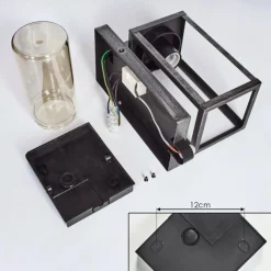 hofstein Portalis Lampe murale d´extérieur Noir, Argenté, 1 lumière, Détecteur de mouvement