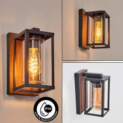 hofstein Portalis Luminaire extérieur, Lampe murale d´extérieur Brun, Couleur bois, Noir, 1 lumière