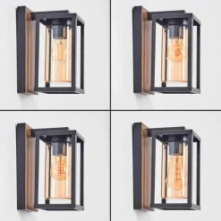 hofstein Portalis Luminaire extérieur, Lampe murale d´extérieur Brun, Couleur bois, Noir, 1 lumière