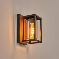 hofstein Portalis Luminaire extérieur, Lampe murale d´extérieur Brun, Couleur bois, Noir, 1 lumière