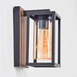 hofstein Portalis Luminaire extérieur, Lampe murale d´extérieur Brun, Couleur bois, Noir, 1 lumière