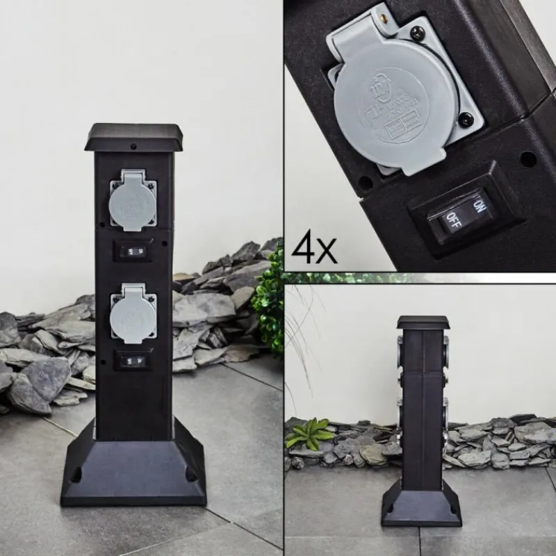 hofstein Prises électriques d'extérieur Gervais Gris, Noir