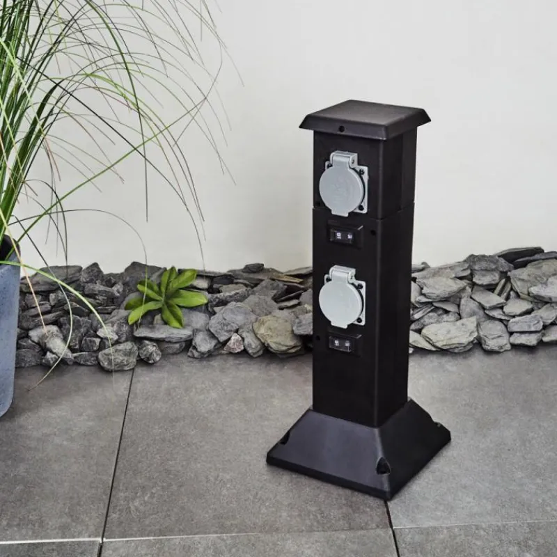 hofstein Prises électriques d'extérieur Gervais Gris, Noir