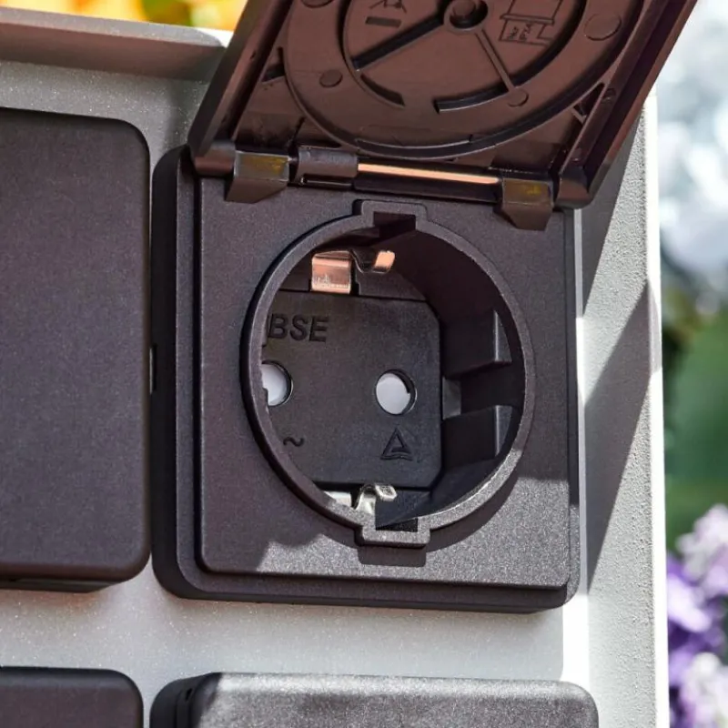 hofstein Prises électriques d'extérieur Reigolil Gris, Noir