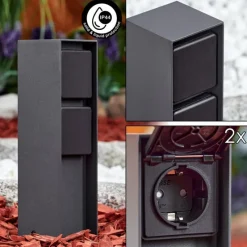 hofstein Prises électriques d'extérieur Reigolil Anthracite, Noir