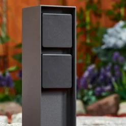 hofstein Prises électriques d'extérieur Reigolil Anthracite, Noir