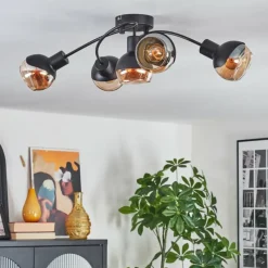 hofstein Qaran Plafonnier Noir, 5 lumières