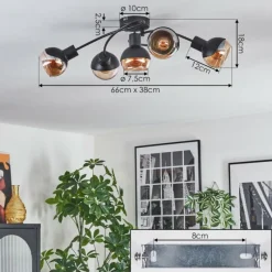 hofstein Qaran Plafonnier Noir, 5 lumières