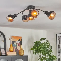 hofstein Qaran Plafonnier Noir, 5 lumières