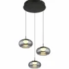 Suspension Verre Fumé-Luminaires Globo Lighting Quintara Suspension LED Noir, 1 lumière