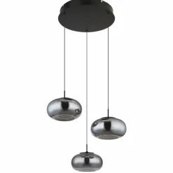 Suspension Verre Fumé-Luminaires Globo Lighting Quintara Suspension LED Noir, 1 lumière