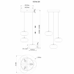 Suspension Verre Fumé-Luminaires Globo Lighting Quintara Suspension LED Noir, 1 lumière