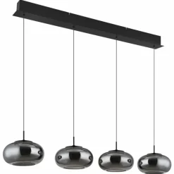 Suspension Verre Fumé-Luminaires Globo Lighting Quintara Suspension LED Noir, 1 lumière