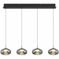 Suspension Verre Fumé-Luminaires Globo Lighting Quintara Suspension LED Noir, 1 lumière