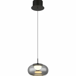 Suspension Verre Fumé-Luminaires Globo Lighting Quintara Suspension LED Noir, 1 lumière