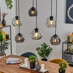 hofstein Quinteiro Suspension Noir, 6 lumières