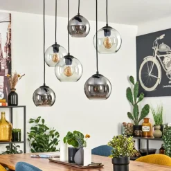 hofstein Quinteiro Suspension Noir, 6 lumières