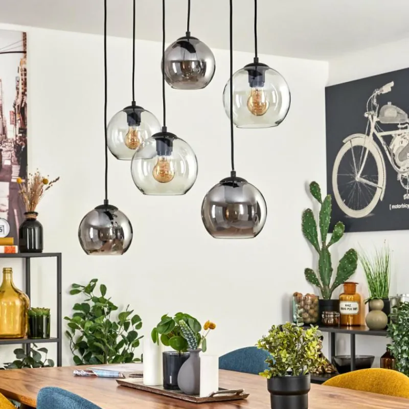 hofstein Quinteiro Suspension Noir, 6 lumières