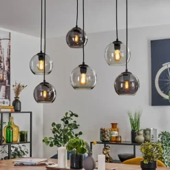 hofstein Quinteiro Suspension Noir, 6 lumières