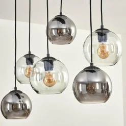 hofstein Quinteiro Suspension Noir, 6 lumières