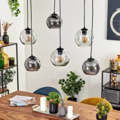 hofstein Quinteiro Suspension Noir, 6 lumières