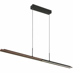 Lampes En Bois-Luminaires Globo Lighting Quito Suspension LED Brun foncé, Noir, 1 lumière