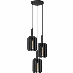 Lampes En Tissu-Luminaires Lucide RAFAL Suspension Noir, 3 lumières