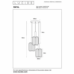 Lampes En Tissu-Luminaires Lucide RAFAL Suspension Noir, 3 lumières