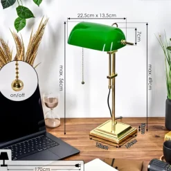 hofstein Ragaz Lampe de banquier, Lampe de bureau, Lampe à poser Laiton, 1 lumière