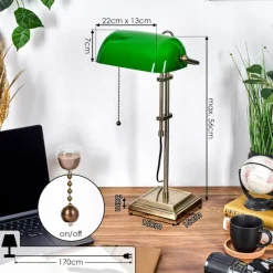 hofstein Ragaz Lampe de banquier, Lampe de bureau, Lampe à poser Vieux laiton, 1 lumière