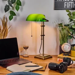 hofstein Ragaz Lampe de banquier, Lampe de bureau, Lampe à poser Vieux laiton, 1 lumière