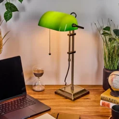 hofstein Ragaz Lampe de banquier, Lampe de bureau, Lampe à poser Vieux laiton, 1 lumière