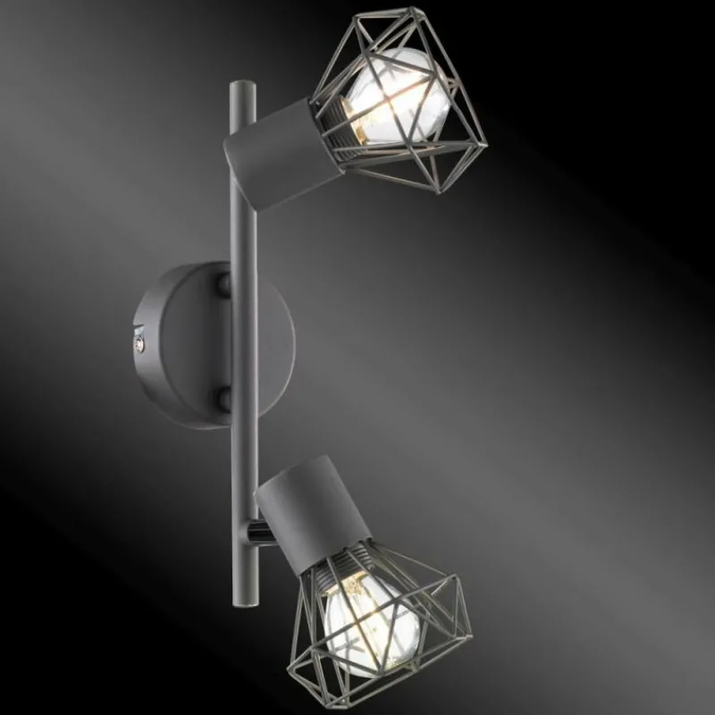 Lampes Vintages & Rétros-Luminaires Fischer & Honsel Rail de spots Honsel Ran Gris, 2 lumières