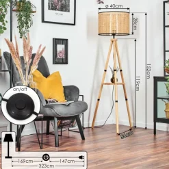 Luminaires Scandinaves-hofstein Ramila Lampadaire Écru, 1 lumière