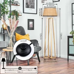 Luminaires Scandinaves-hofstein Ramila Lampadaire Écru, 1 lumière