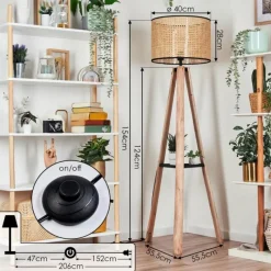 Luminaires Scandinaves-hofstein Ramila Lampadaire Écru, Noir, 1 lumière